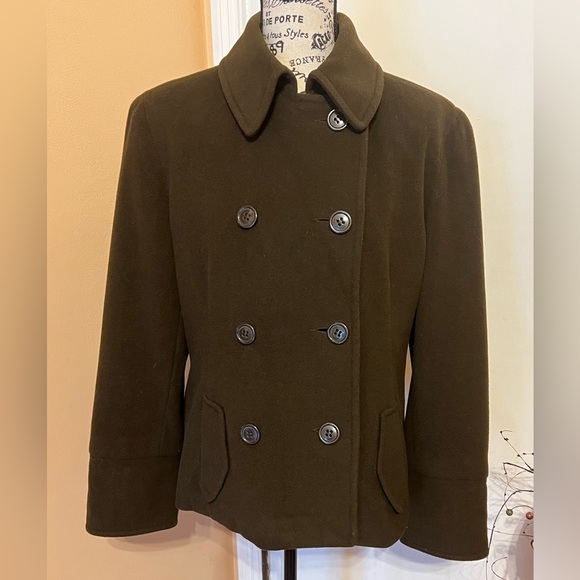 ‼️SOLD‼️ Esprit PEA COAT- Wool- Ladies Classic Chocolate Brown- XL w/ Scarf 🧣 - Picture 2 of 16